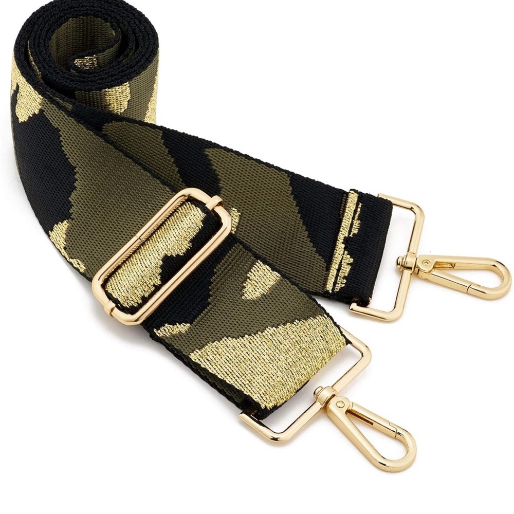 Adjustable Camouflage Bag Strap with Gold Hardware